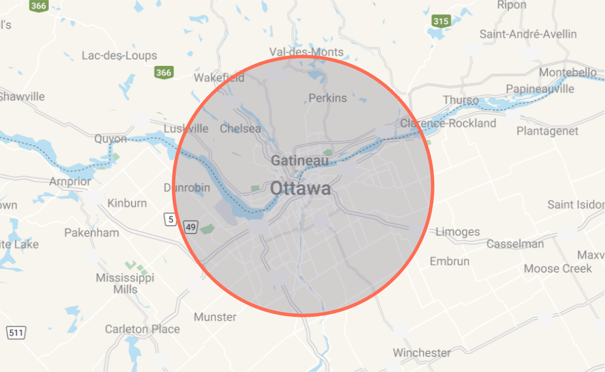 Map of Ottawa Service Area